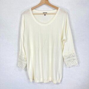 Talbots Lightweight Sweater Lace Elegant Timeless Old Money Grandma Core Boho M